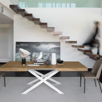 Tavolo allungabile Modus T63 con top in legno di Friulsedie